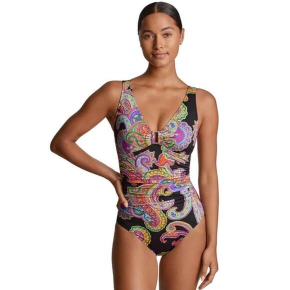 Ralph Lauren Other - Ralph Lauren Women's Paisley Ruched Multicolor One-Piece Swimsuit 6